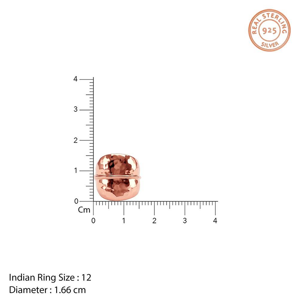 925 Silver Rose Gold Plain Cocktail Ring, Fixed Size, Indian-12|Gifts For Women And Girls | With Certificate Of Authe : R03942