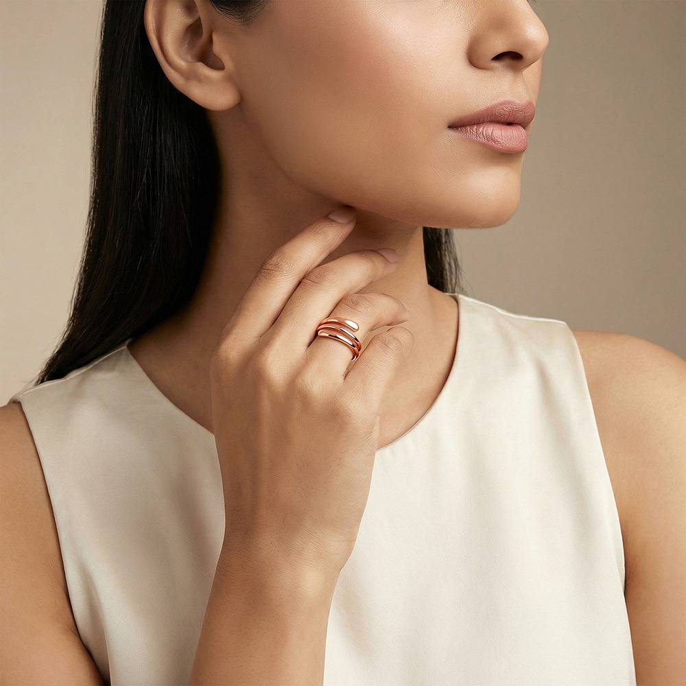 Rose Gold Refined Beauty Ring, Indian - 12|Gifts For Women And Girls | With Certificate Of Authenticity And 925 Stamp : R03951