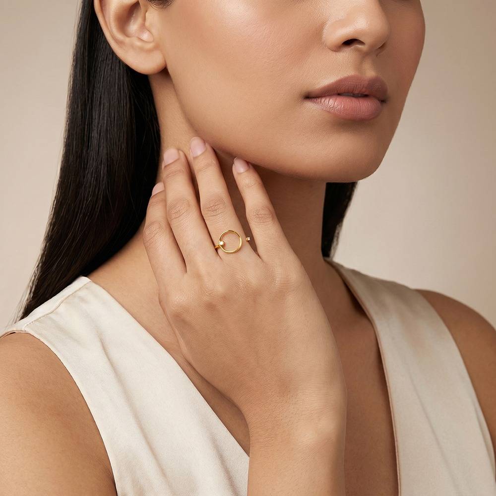 925 Silver Golden Halo Frame Ring |Gifts For Women And Girls | With Certificate Of Authenticity And 925 Stamp | 6 Mon : R03990