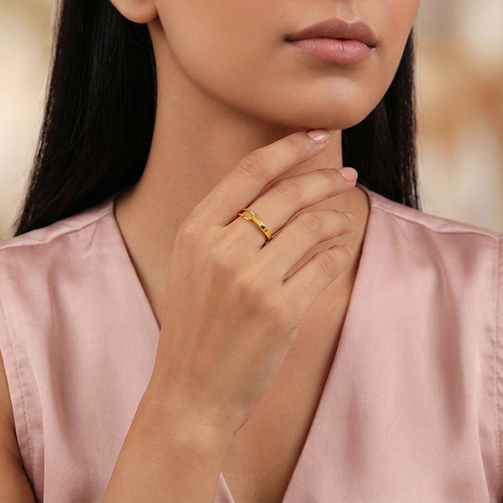 925 Silver Golden Frame Edge Ring|Gifts For Women And Girls | With Certificate Of Authenticity And 925 Stamp | 6 Mont : R03993
