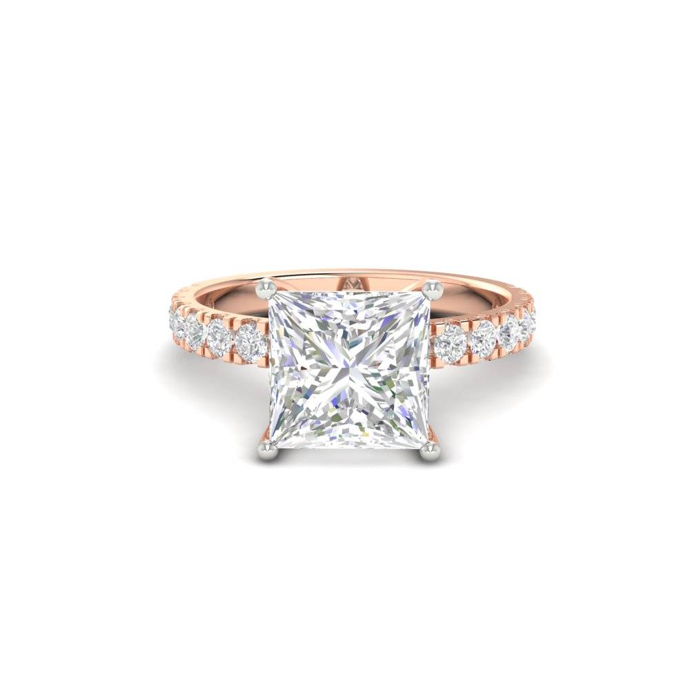 3Ct Princess Cut Moissanite Women Engagement Ring 14K Gold Plated : FJ_002