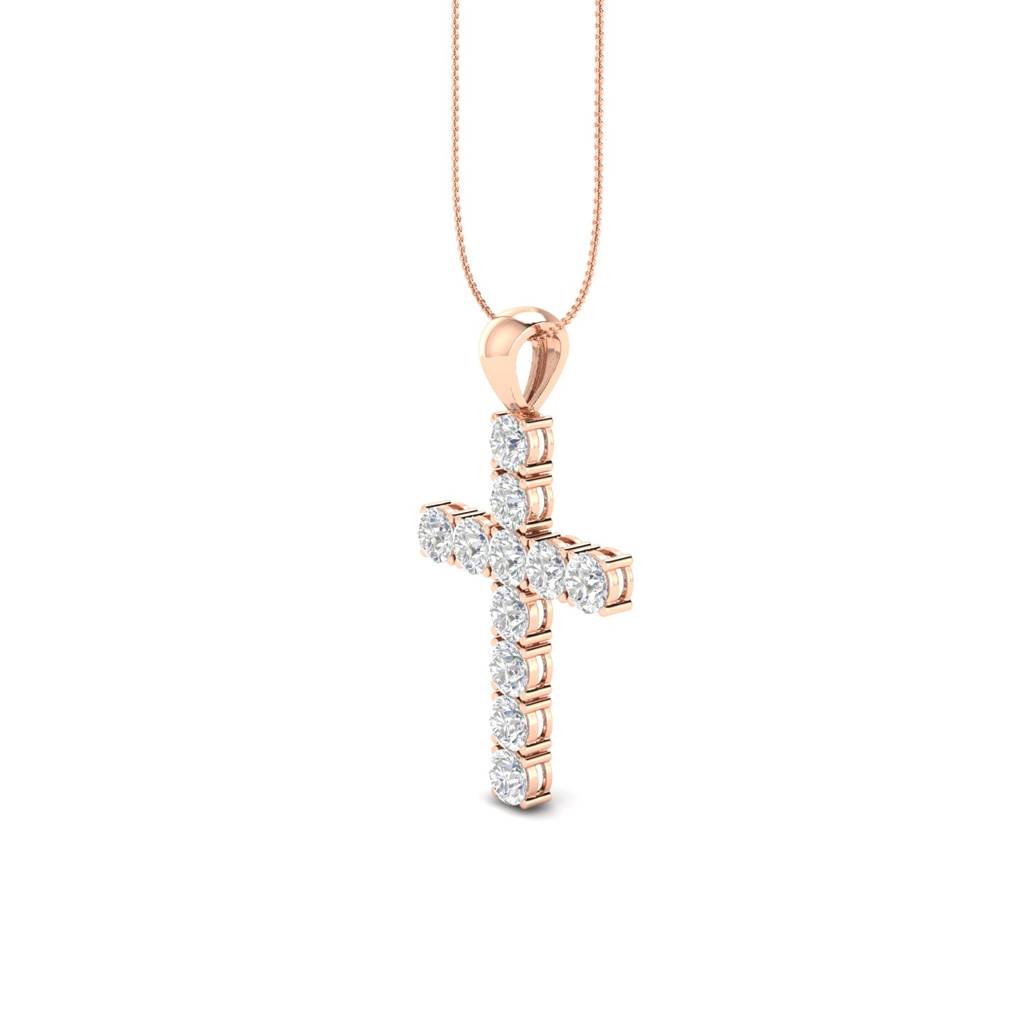 3Ct Round Moissanite Unisex Cross Pendant 14K Gold Plated : FJ_003