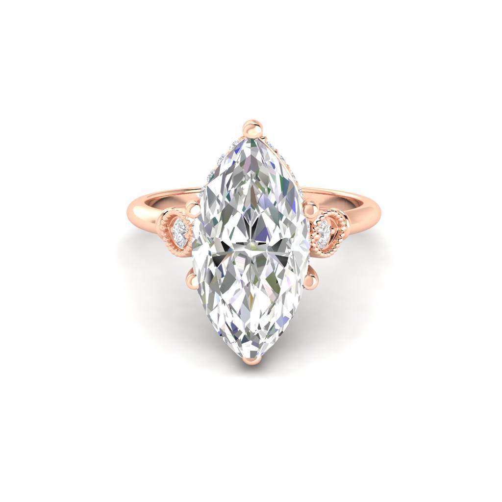 4Ct Marquise Cut Moissanite Engagement Ring 14K Gold Plated : FJ_016