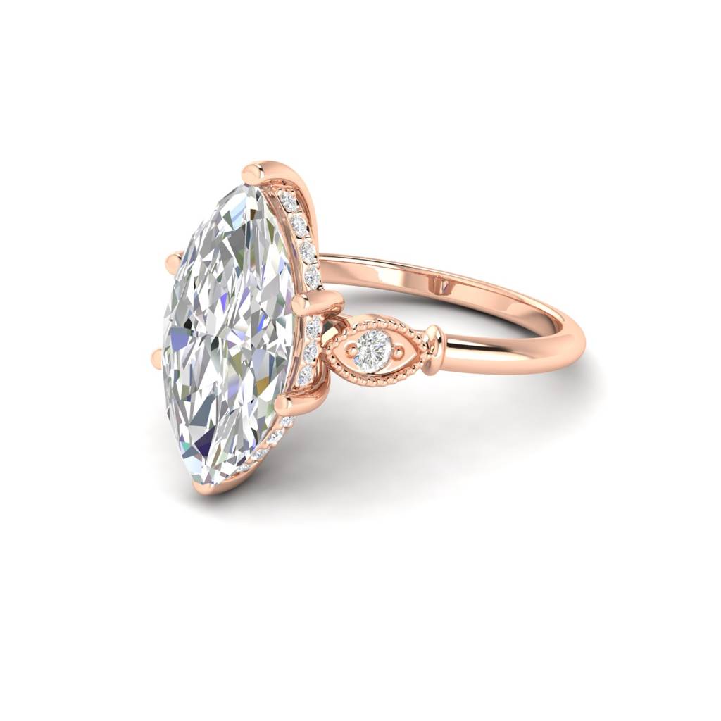 4Ct Marquise Cut Moissanite Engagement Ring 14K Gold Plated : FJ_016