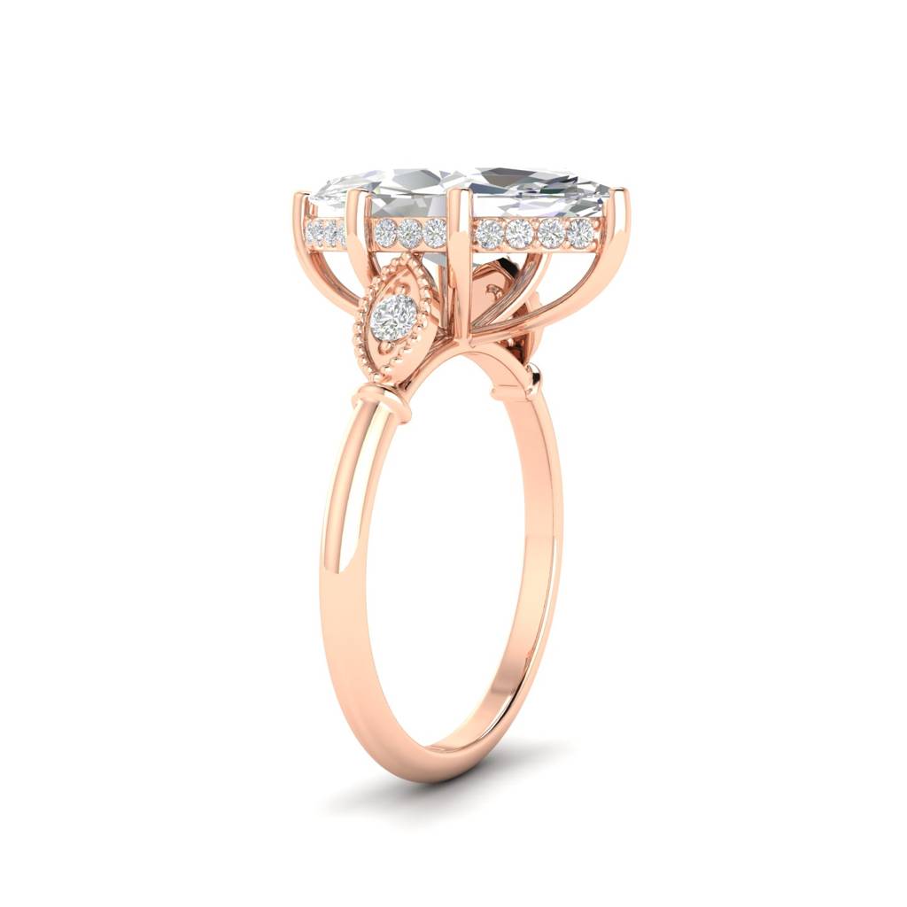 4Ct Marquise Cut Moissanite Engagement Ring 14K Gold Plated : FJ_016