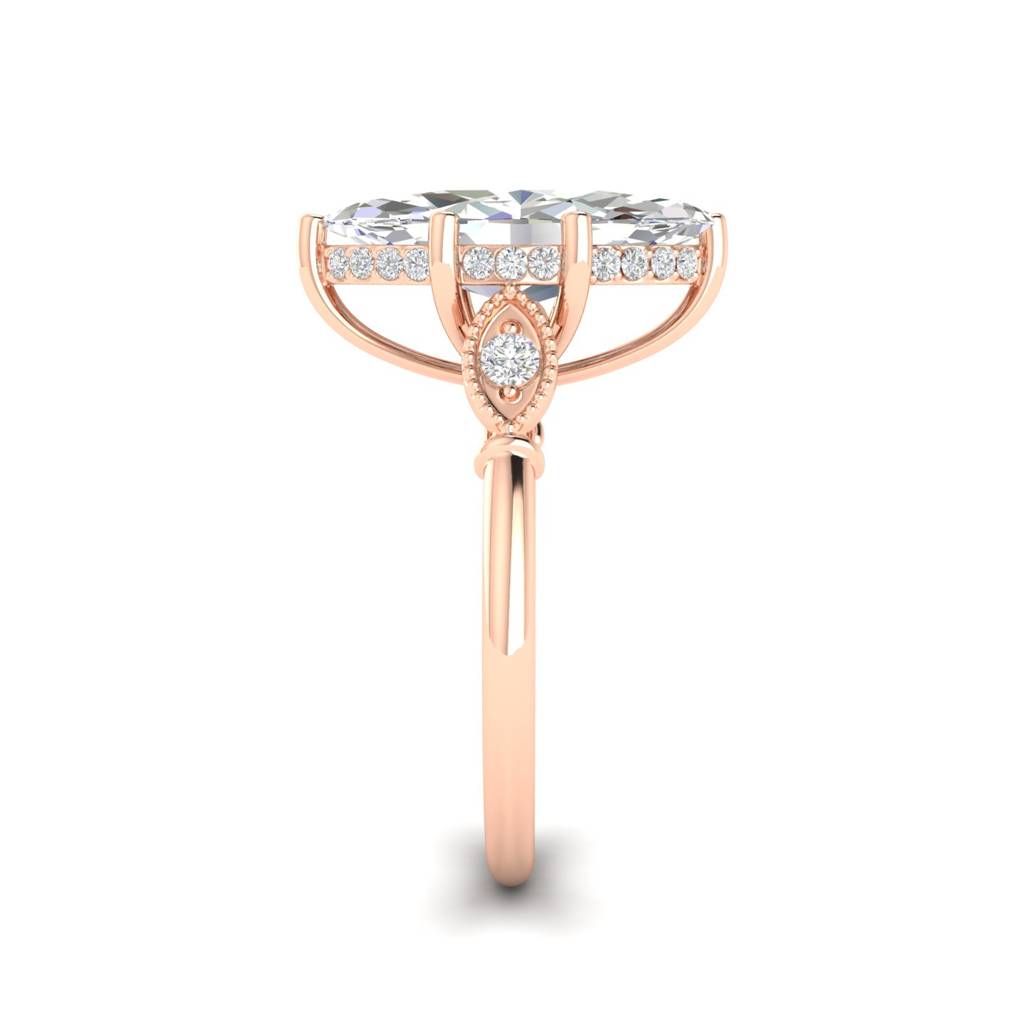 4Ct Marquise Cut Moissanite Engagement Ring 14K Gold Plated : FJ_016