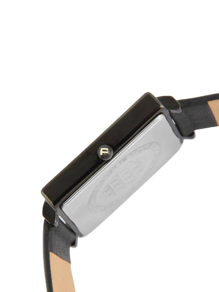 Men'S Sleek Rectangular Watch, Leather Strap, Separate Day, Date, 24 Hour Subdials - Model F722Gbl : F722GBLBLACK