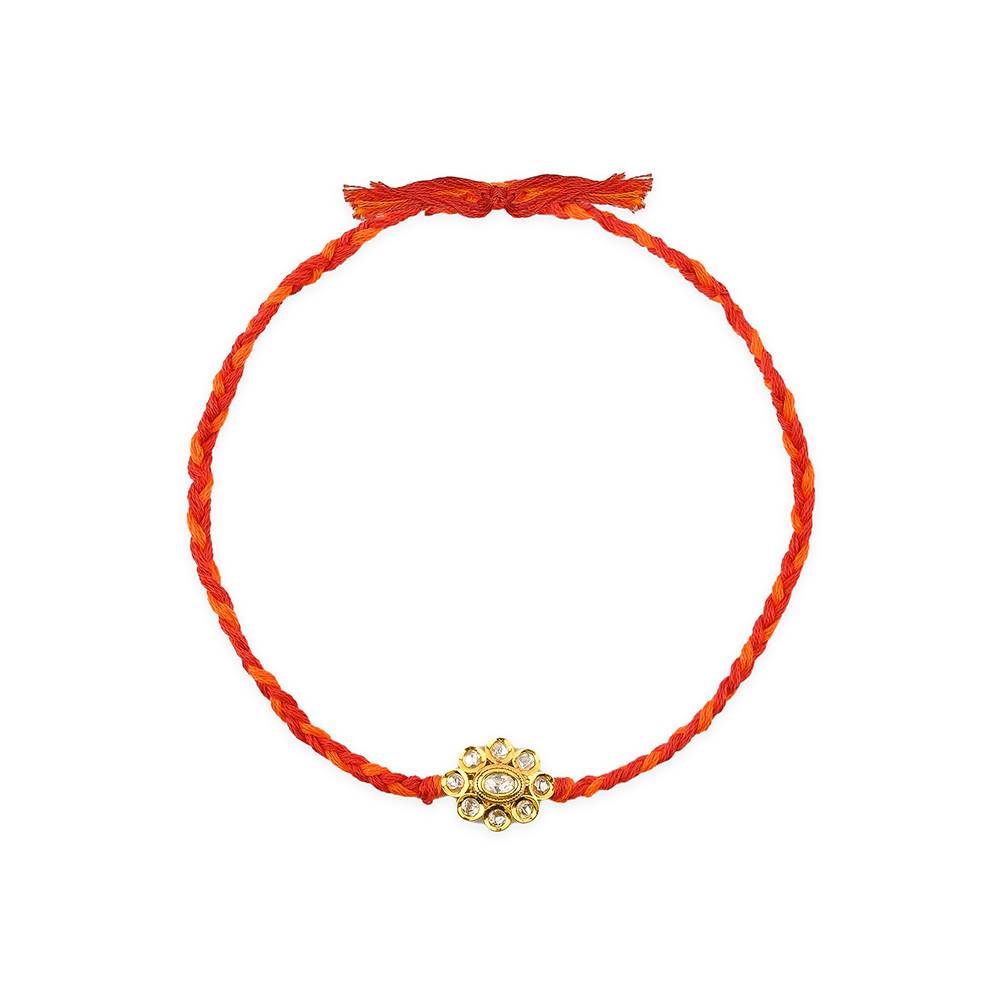 Silver Braided Floral Stone Studded Rakhi : ANRA173