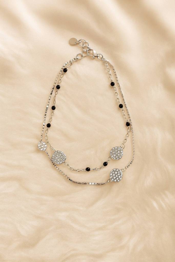 Dazzle Mangalsutra Silver Bracelet (Adjustable) : B052-ADJ