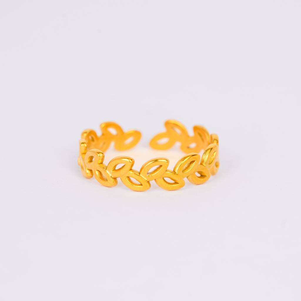 Golden Leaf Whisper Open Ring : RG132