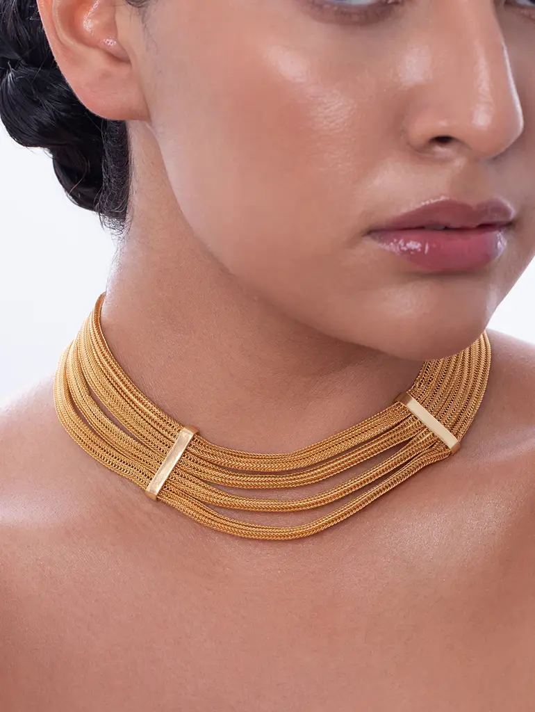 Gold Mesh Necklace : M03-EA