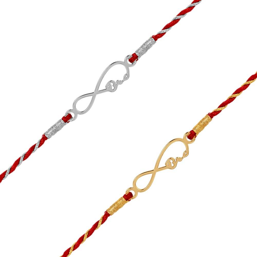 925 Silver Infinite Bro Rakhi Combo (Set Of 2)| Raksha Bandhan Rakhi For Couple | Gift For Couple | With Certific : RK006RK040