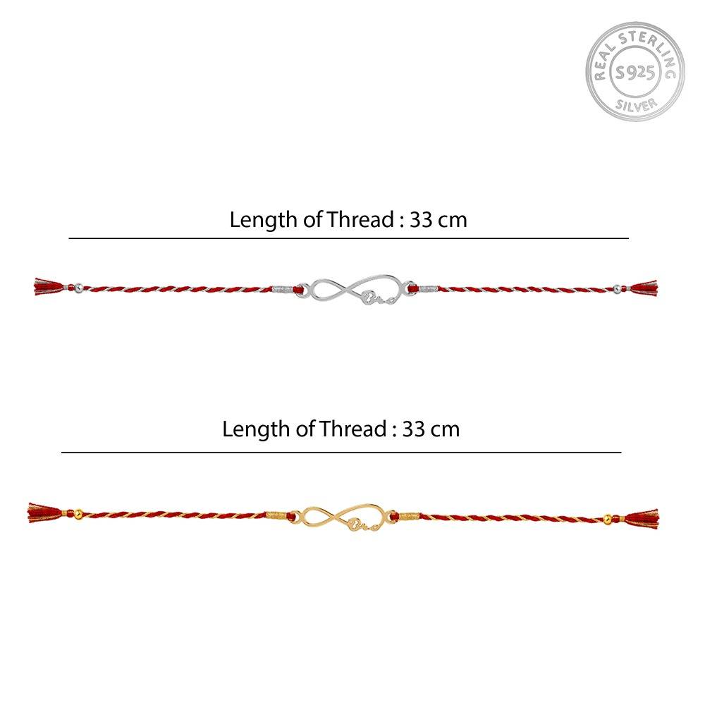 925 Silver Infinite Bro Rakhi Combo (Set Of 2)| Raksha Bandhan Rakhi For Couple | Gift For Couple | With Certific : RK006RK040