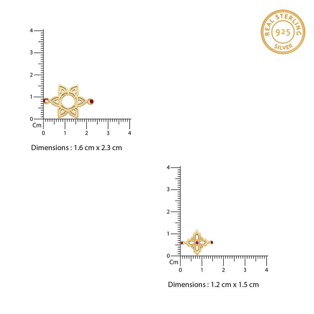 925 Silver Golden Starry Floral Rakhi Combo (Set Of 2)| Raksha Bandhan Rakhi For Couple | Gift For Couple | Wit : RK0240RK0144