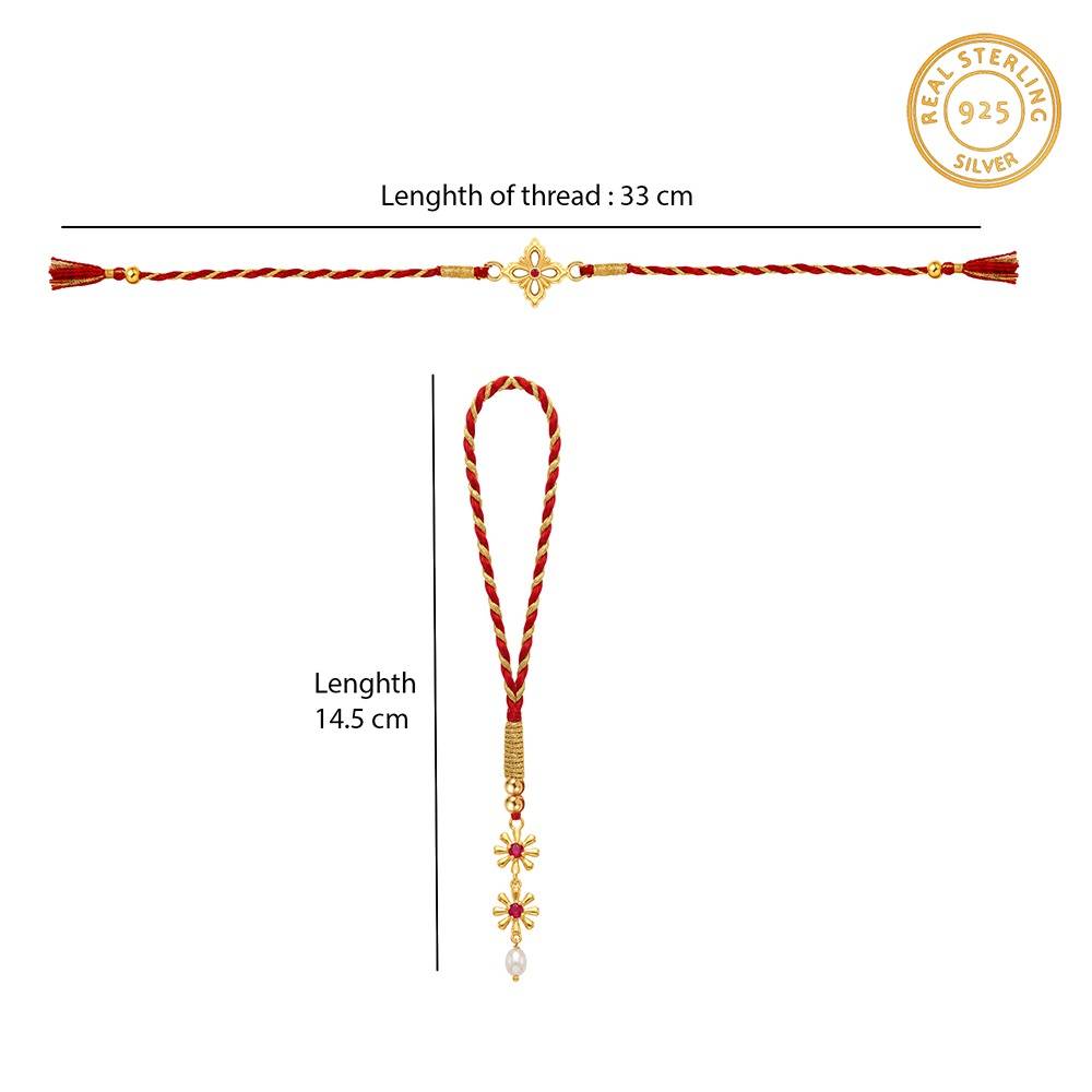 925 Silver Golden Dhrivan Bhaiya Bhabhi Rakhi Combo (Set Of 2)| Raksha Bandhan Rakhi For Couple | Gift For Coup : RK0264RK0144