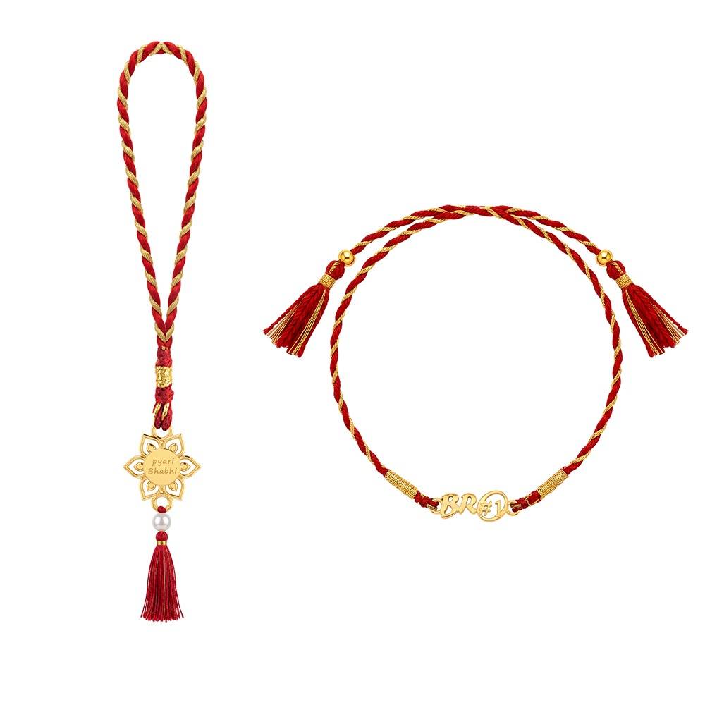 925 Silver Golden Nairik Bhaiya Bhabhi Rakhi Combo (Set Of 2)| Raksha Bandhan Rakhi For Couple | Gift For Coupl : RK0288RK0307