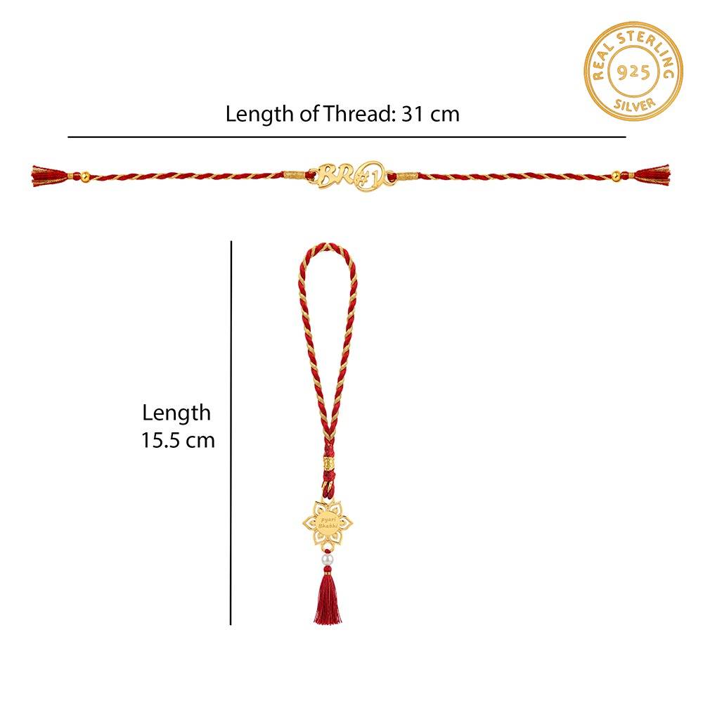 925 Silver Golden Nairik Bhaiya Bhabhi Rakhi Combo (Set Of 2)| Raksha Bandhan Rakhi For Couple | Gift For Coupl : RK0288RK0307