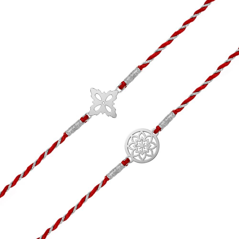 925 Silver Unique Flower Rakhi Combo (Set Of 2)| Raksha Bandhan Rakhi For Couple | Gift For Couple | With Certi : RK0326RK0671