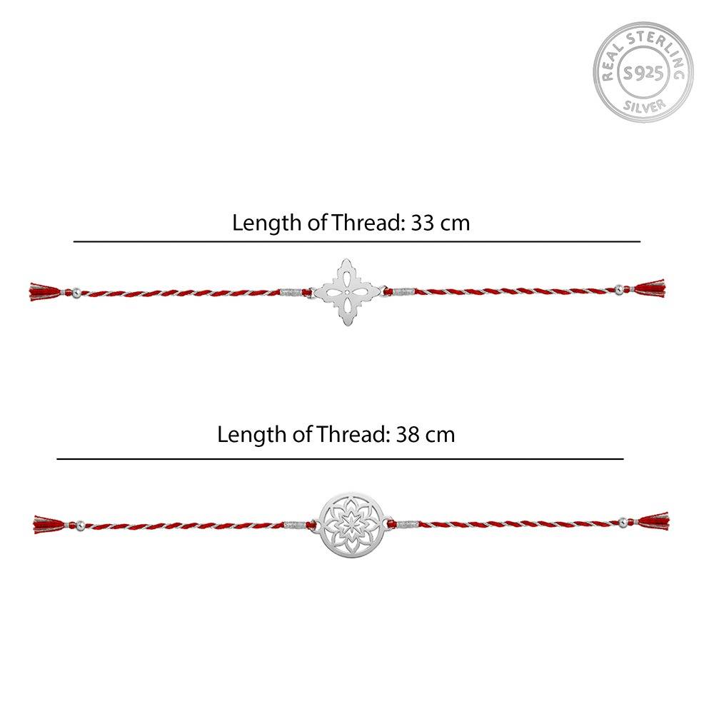 925 Silver Unique Flower Rakhi Combo (Set Of 2)| Raksha Bandhan Rakhi For Couple | Gift For Couple | With Certi : RK0326RK0671