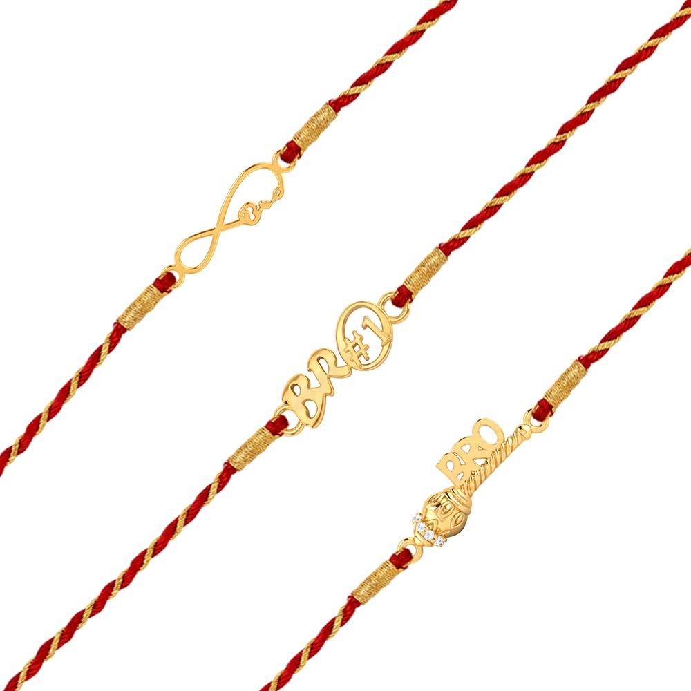 925 Silver Golden Bhai Rakhi Combo (Set Of 3)| Raksha Bandhan Rakhi For Couple | Gift For Couple | With Ce : RK040RK0307RK0399