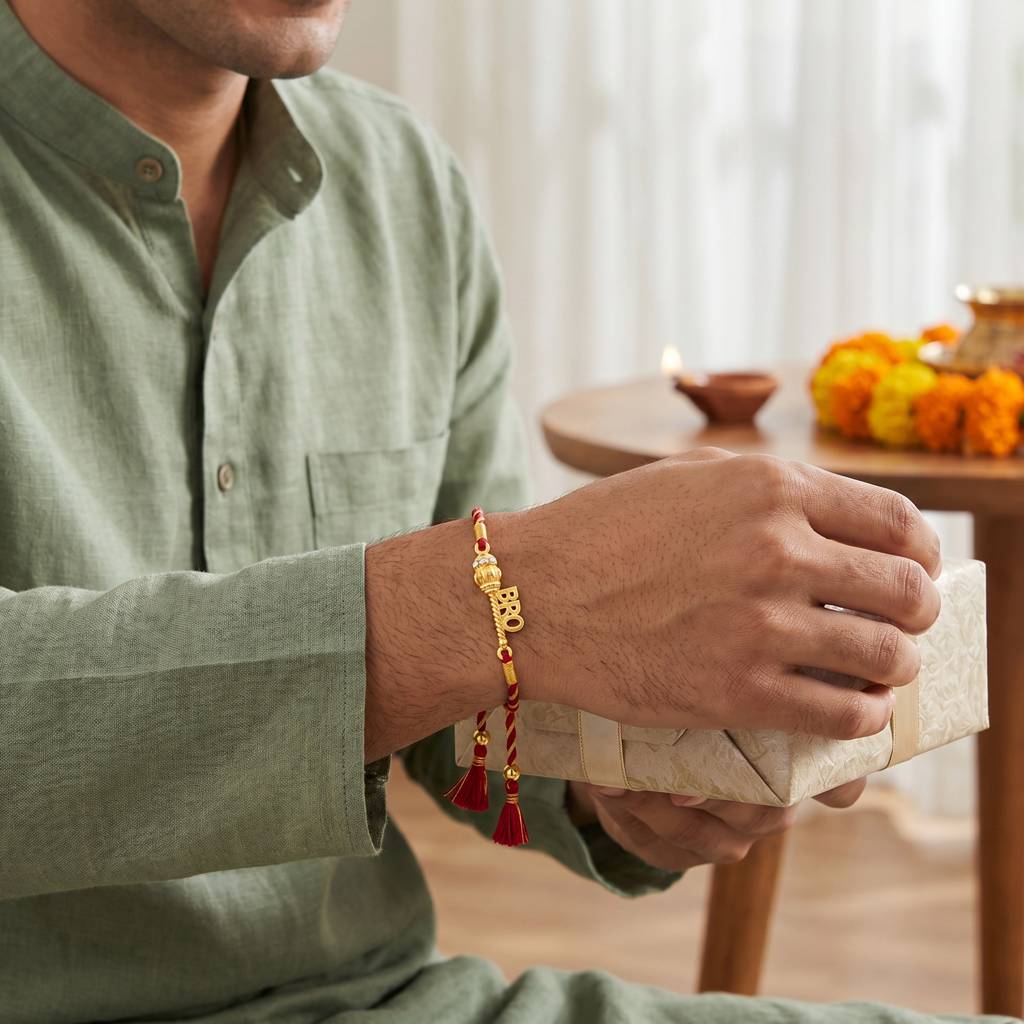 925 Silver Golden Bhai Rakhi Combo (Set Of 3)| Raksha Bandhan Rakhi For Couple | Gift For Couple | With Ce : RK040RK0307RK0399