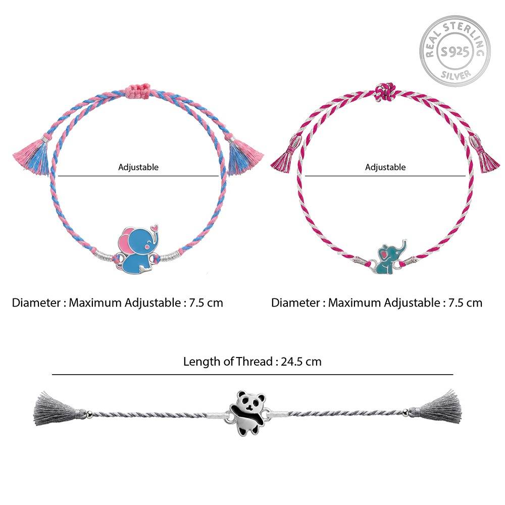 925 Silver Animal Kid'S Rakhi Combo (Set Of 3)| Raksha Bandhan Rakhi For Couple | Gift For Couple | With  : RK0452RK0115RK0247