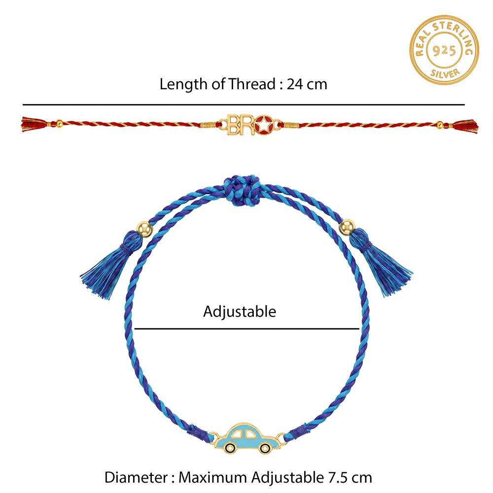 925 Silver Golden Superstar Bro Rakhi Combo (Set Of 2)| Raksha Bandhan Rakhi For Couple | Gift For Couple | Wit : RK0454RK0146