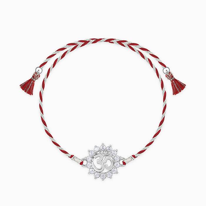 925 Silver Floret Om Rakhi| Raksha Bandhan Rakhi For Men & Boys | Gift For Couple | With Certificate Of Authenticity  : RK0461
