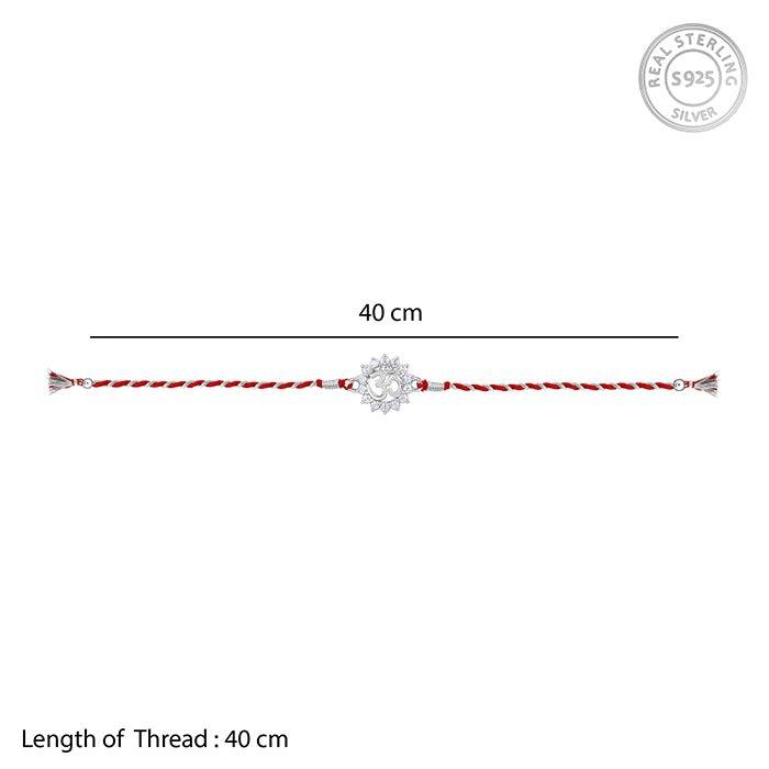 925 Silver Floret Om Rakhi| Raksha Bandhan Rakhi For Men & Boys | Gift For Couple | With Certificate Of Authenticity  : RK0461