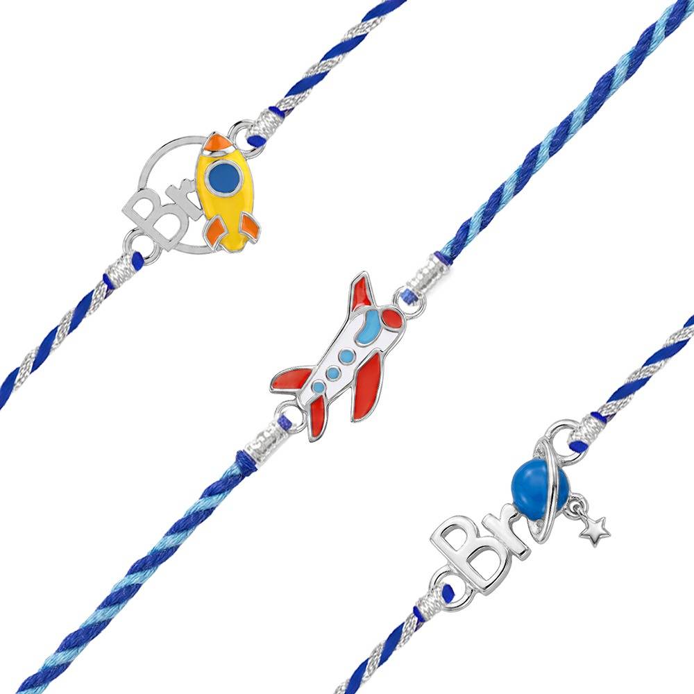 925 Silver Space Kids Rakhi Combo (Set Of 3)| Raksha Bandhan Rakhi For Couple | Gift For Couple | With Ce : RK0472RK0455RK0457