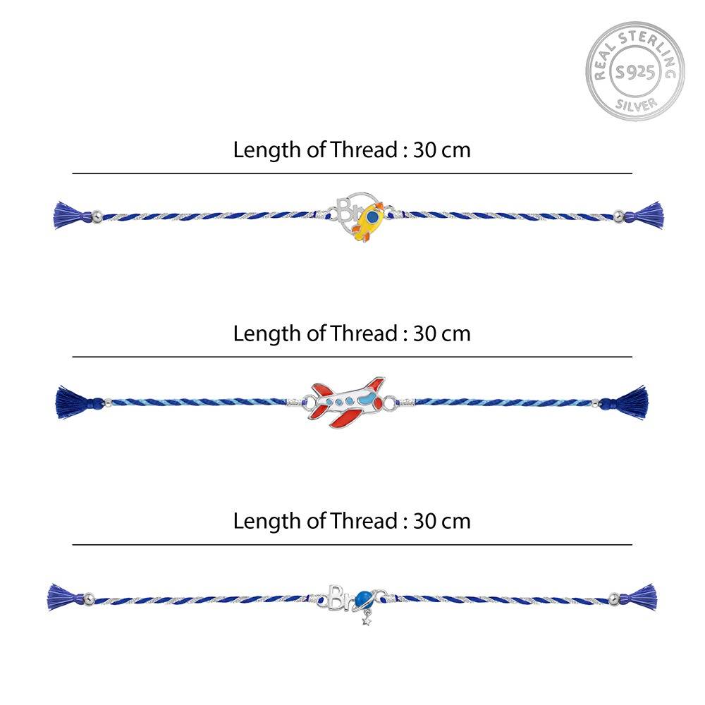 925 Silver Space Kids Rakhi Combo (Set Of 3)| Raksha Bandhan Rakhi For Couple | Gift For Couple | With Ce : RK0472RK0455RK0457