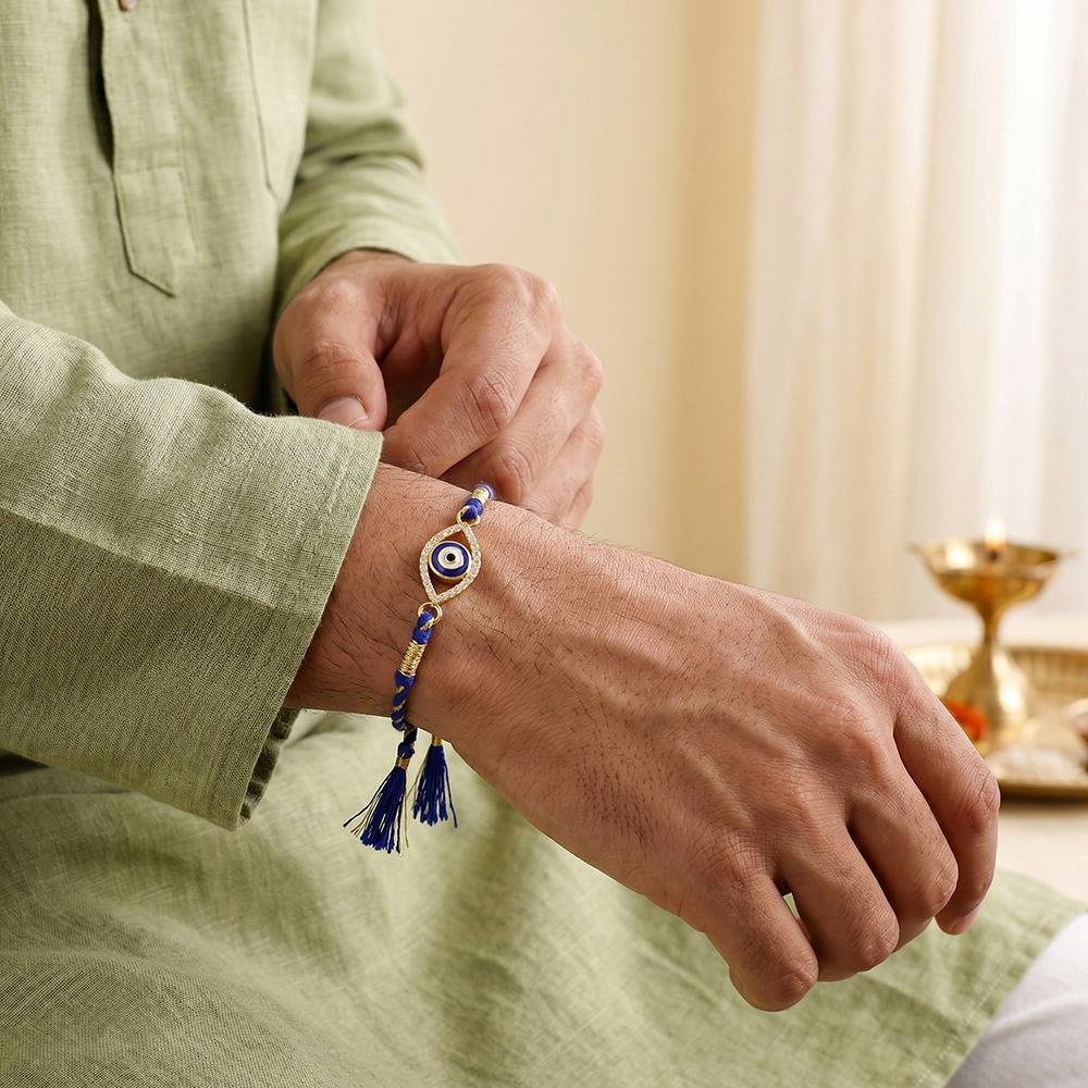 925 Silver Suraksha Sutra Rakhi| Raksha Bandhan Rakhi For Couple | Gift For Couple | With Certificate Of Authenticity : RK0608