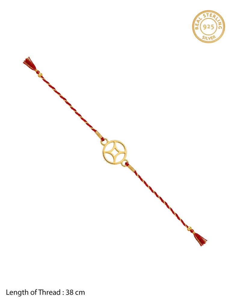 925 Silver Golden Kala Chakra Rakhi| Gifts For Men And Boys | With Certificate Of Authenticity And 925 Stamp : RK0636