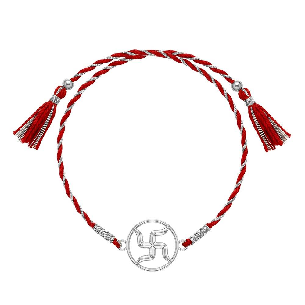 925 Silver Shubh Swastik Rakhi| Gifts For Men And Boys | With Certificate Of Authenticity And 925 Stamp : RK0647