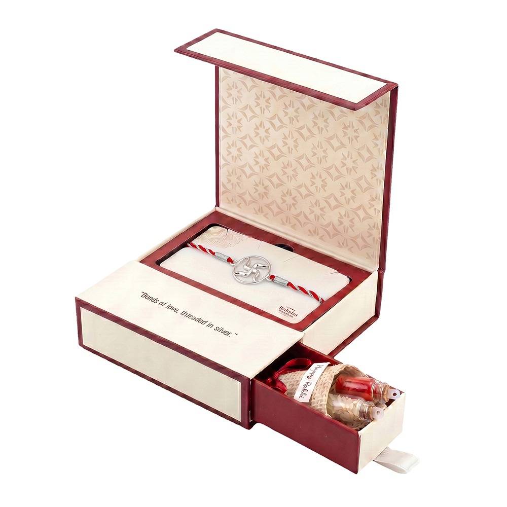 925 Silver Shubh Swastik Rakhi| Gifts For Men And Boys | With Certificate Of Authenticity And 925 Stamp : RK0647