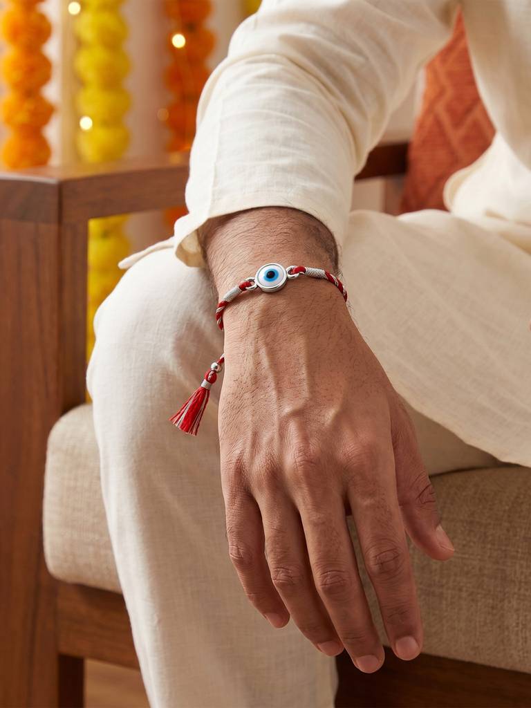 Silver Raksha Drishti Rakhi : RK0670