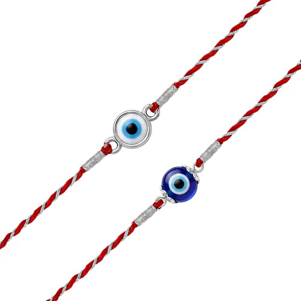 925 Silver Classy Evil Eye Rakhi Combo (Set Of 2)| Raksha Bandhan Rakhi Combo | Gift For Men & Boys | With Cert : RK0676RK0670