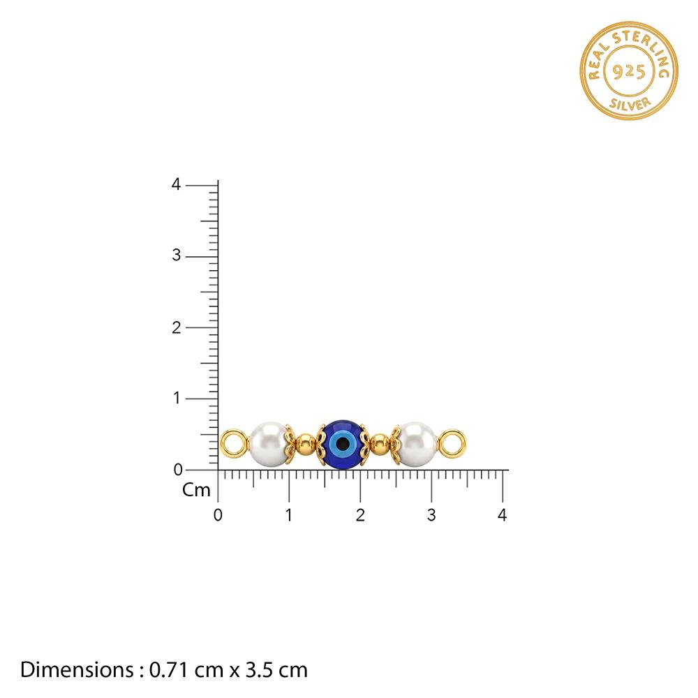 925 Silver Gold Plated Pearl Evil Eye Rakhi | Raksha Bandhan Rakhi For Couple | Gift For Couple | With Certificate Of : RK0690
