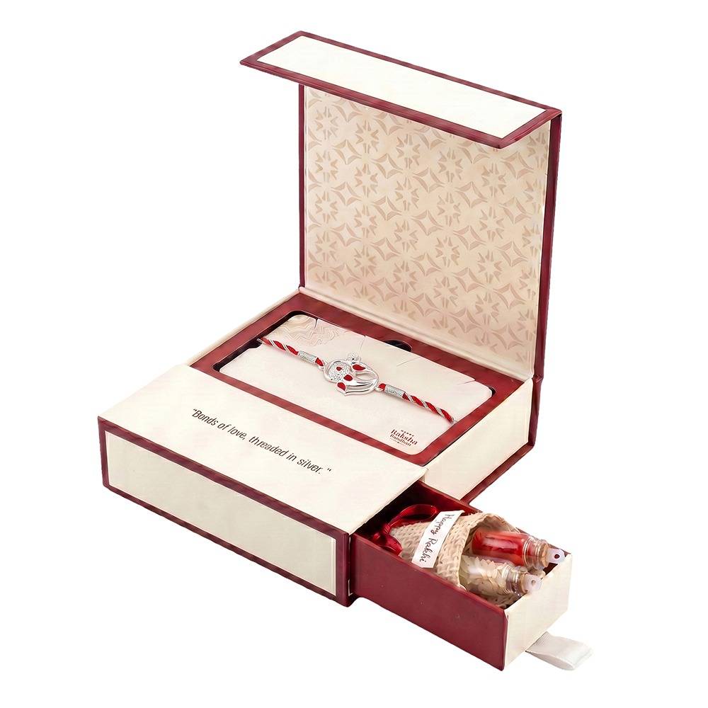 925 Silver Vighnaharta Ganesha Rakhi| Gifts For Men And Boys | With Certificate Of Authenticity And 925 Stamp : RK0699