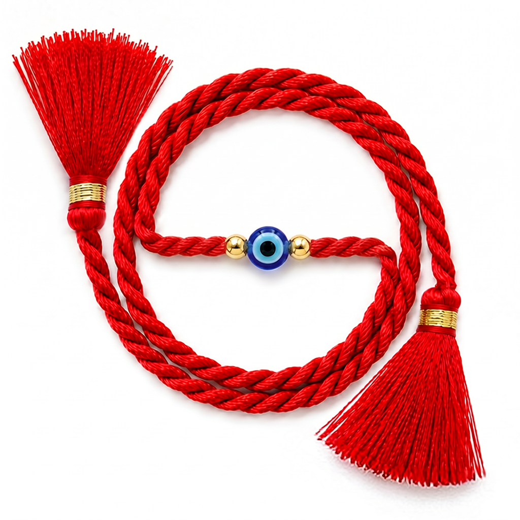 Protective Evil Eye Gold Plated Beaded Silver Rakhi (Signature) : RKH-10040-G