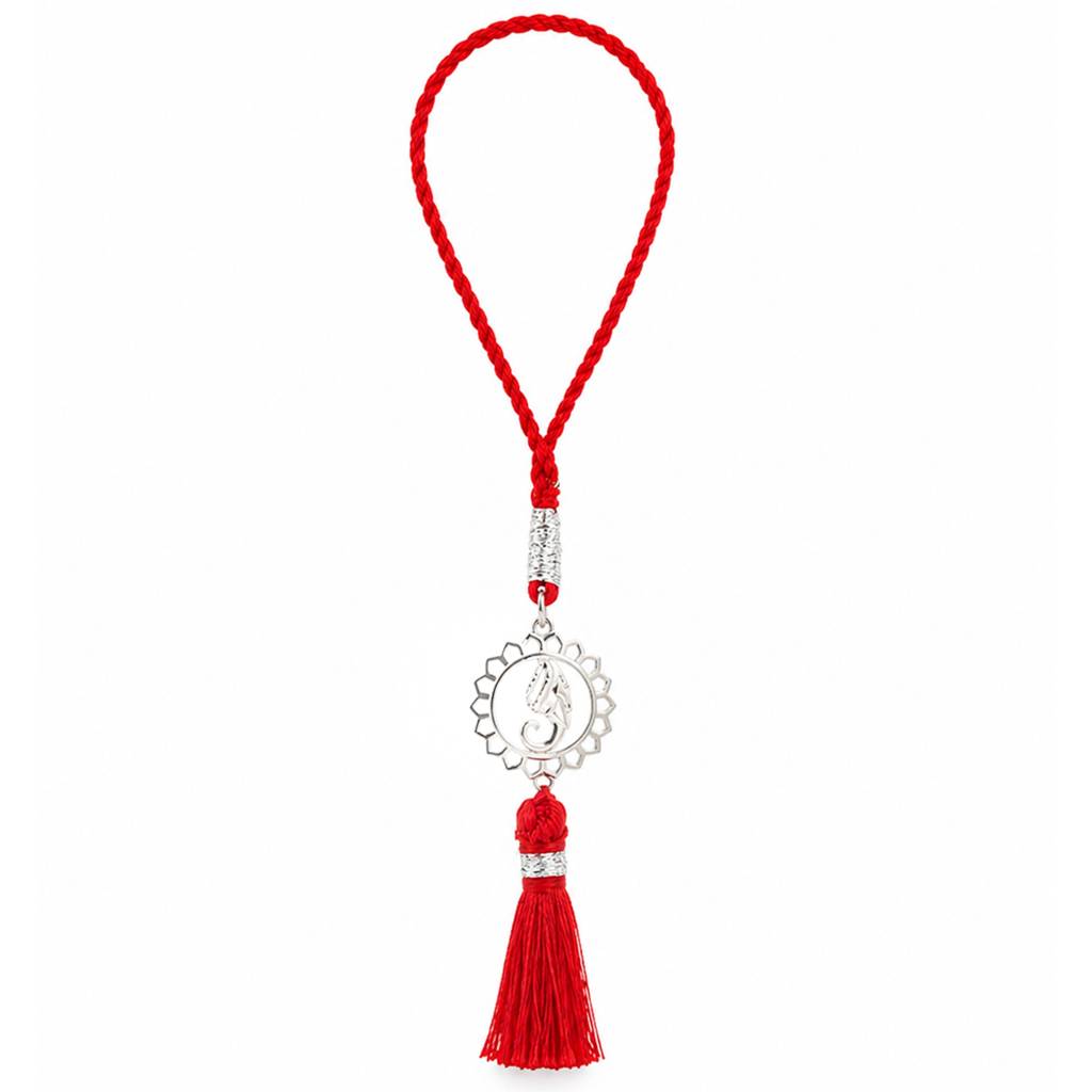 Lord Ganesha Silver Lumba Rakhi For Bhabhi (Signature) : RKH-10091-S