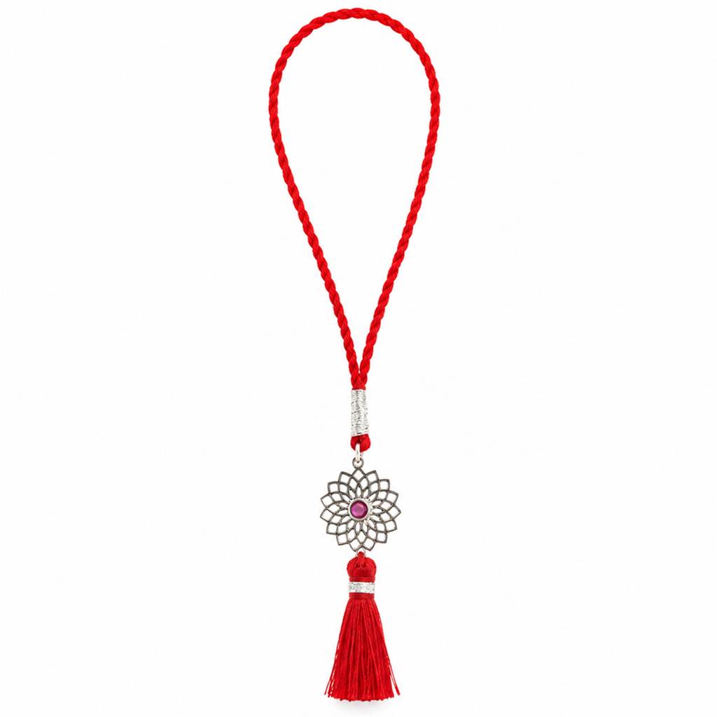 Elegant Floral Mandala 925 Silver Lumba Rakhi For Bhabhi (Signature) : RKH-10106-S