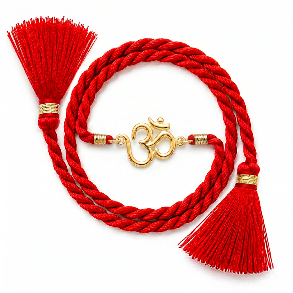 Sacred Om Bond Gold Plated Silver Rakhi (Signature) : RKH-10111-G