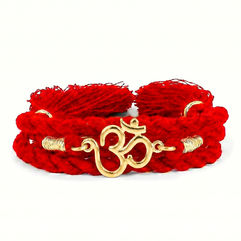 Sacred Om Bond Gold Plated Silver Rakhi (Signature) : RKH-10111-G