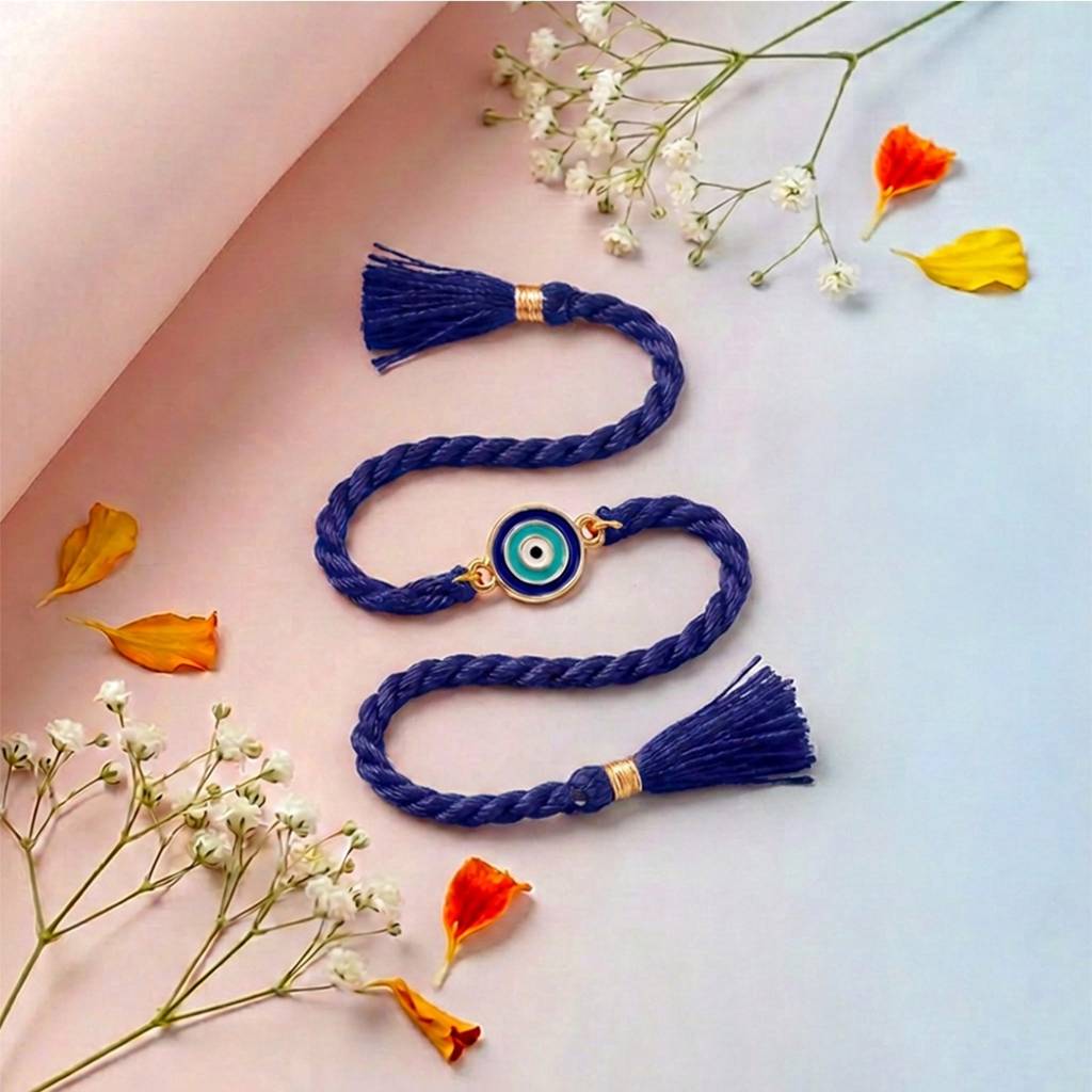 Evil Eye Kids Silver Rakhi : RKH-10117-G