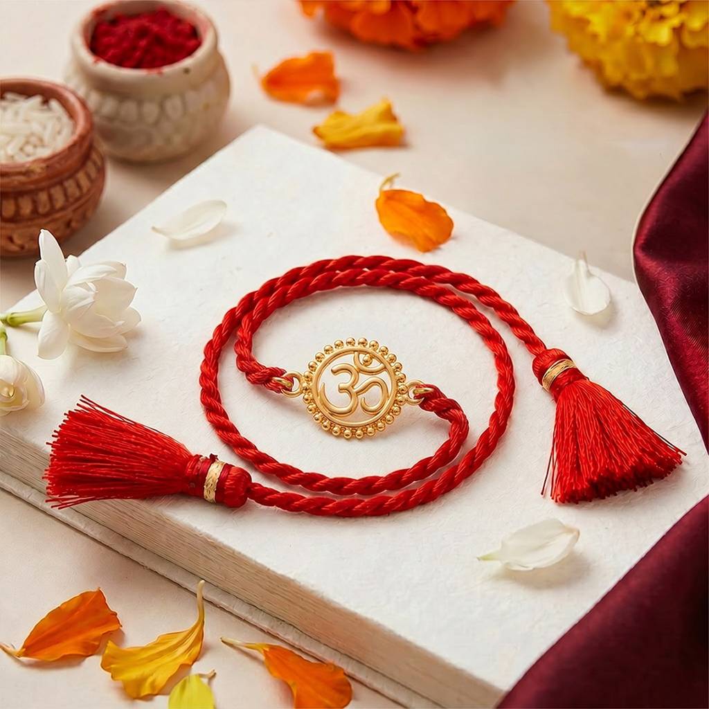 Mandala Om Gold Plated Silver Rakhi (Signature) : RKH-10122-G