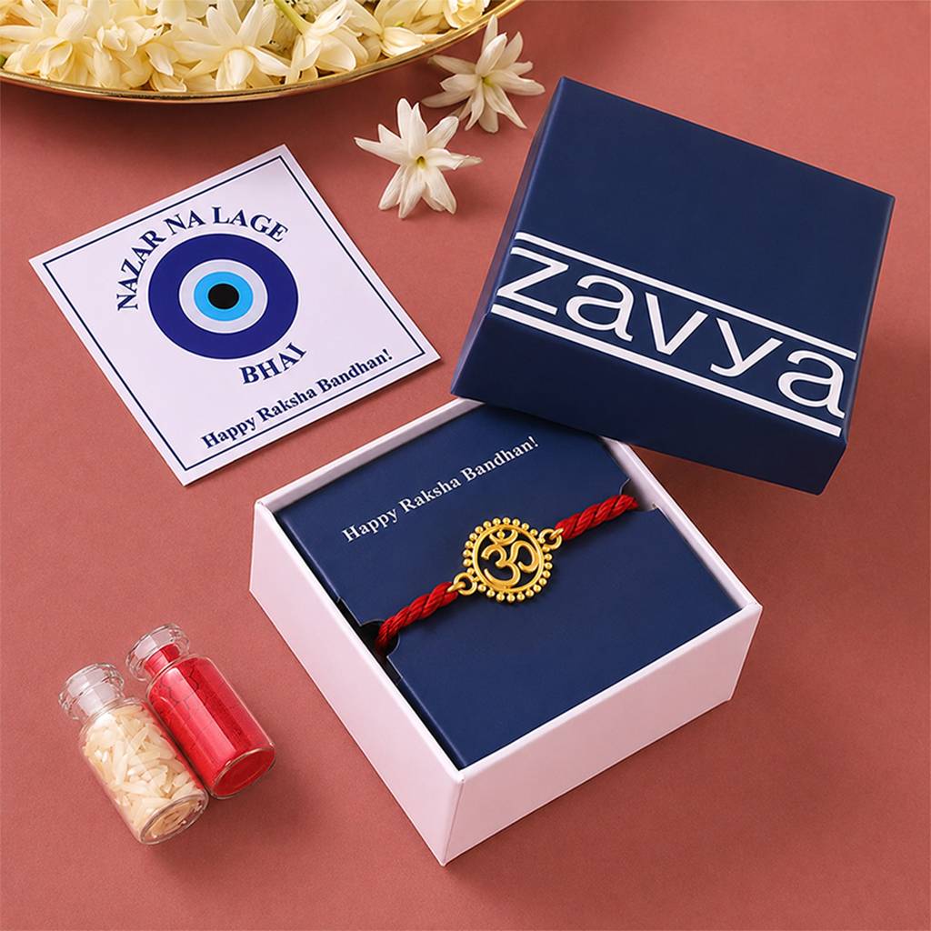 Mandala Om Gold Plated Silver Rakhi (Signature) : RKH-10122-G