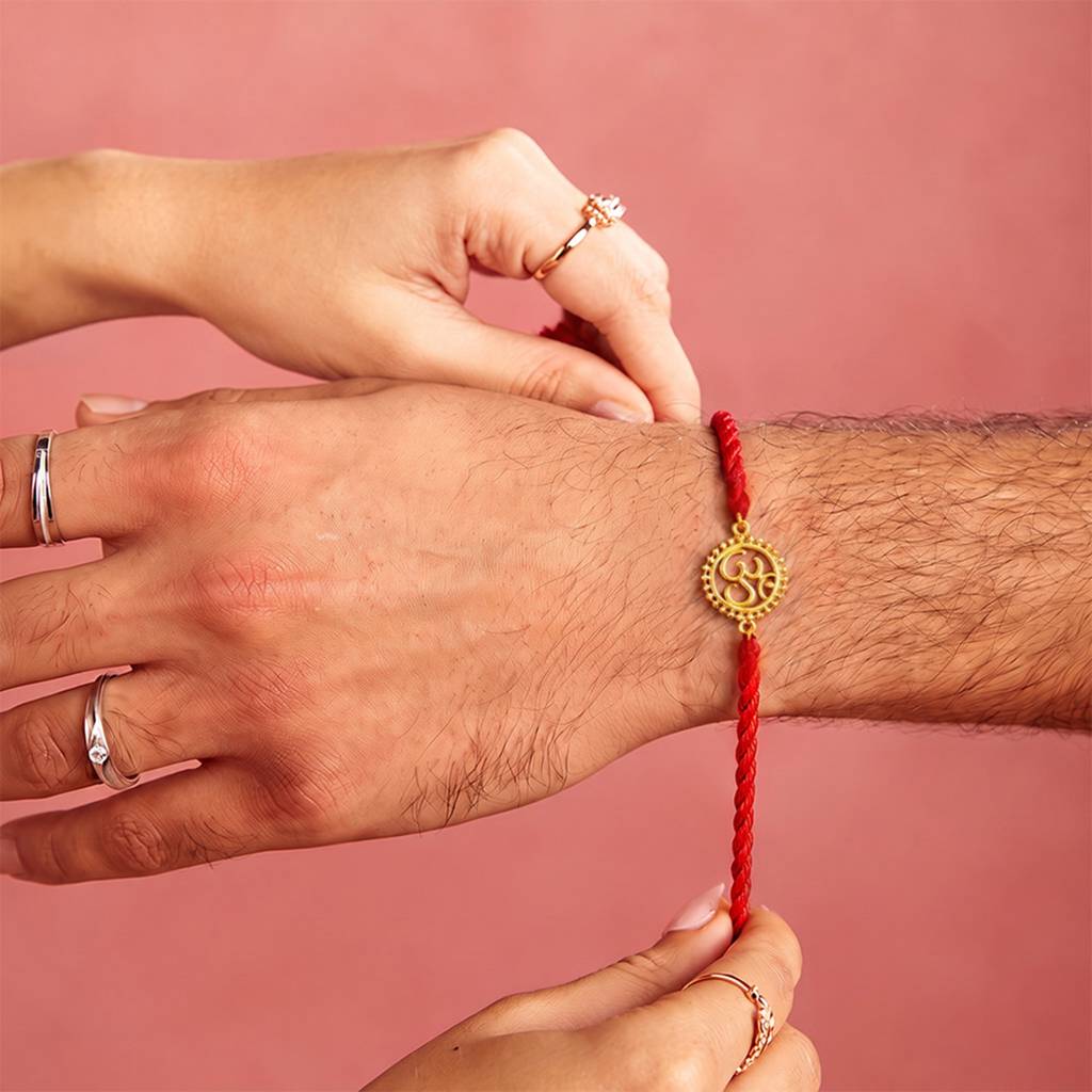 Mandala Om Gold Plated Silver Rakhi (Signature) : RKH-10122-G