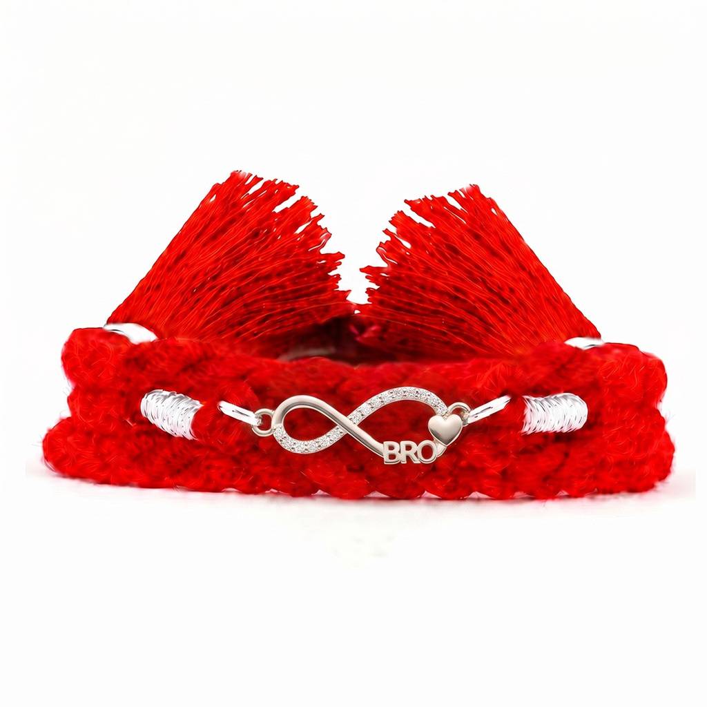 Infinity Bond Cz Rhodium Plated Silver Rakhi (Signature) : RKH-10136-S