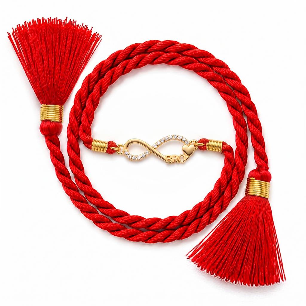 Infinity Bro Gold Plated Silver Rakhi (Signature) : RKH-10136-G